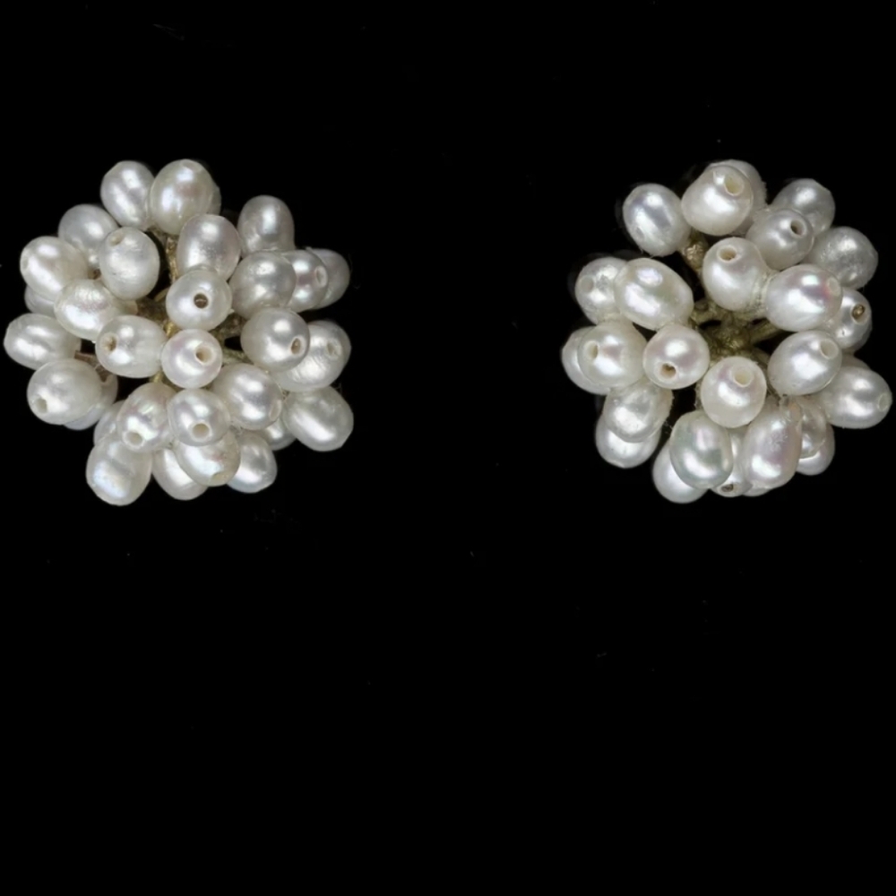 Michael Michaud Dandelion Earrings Pearl Cluster